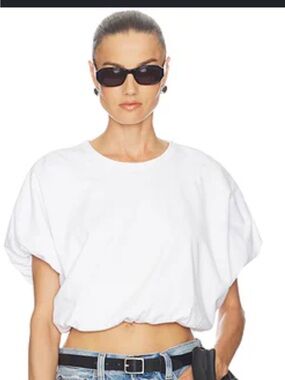 NWT grey lab white short sleeved bubble hem XS